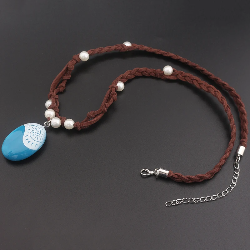 

SC Moana Ocean Romance Rope Chain Necklaces The heart of Tefidi Necklace Collares Blue Stone Pendants For Women Female Jewelry