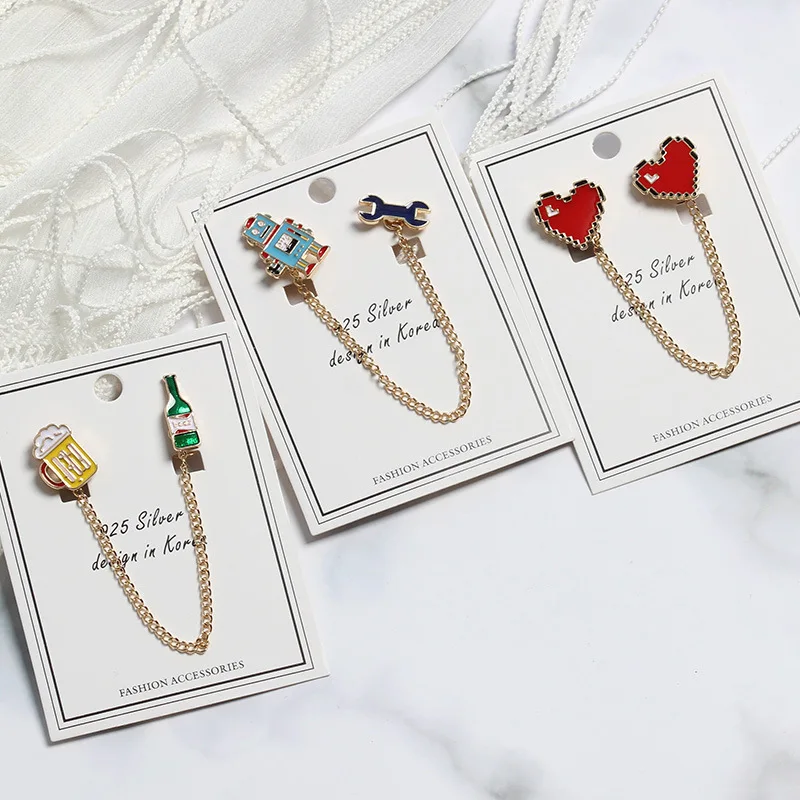 1 шт. новинка милый значок робот сердце маленькая эмалированная брошь с пивом