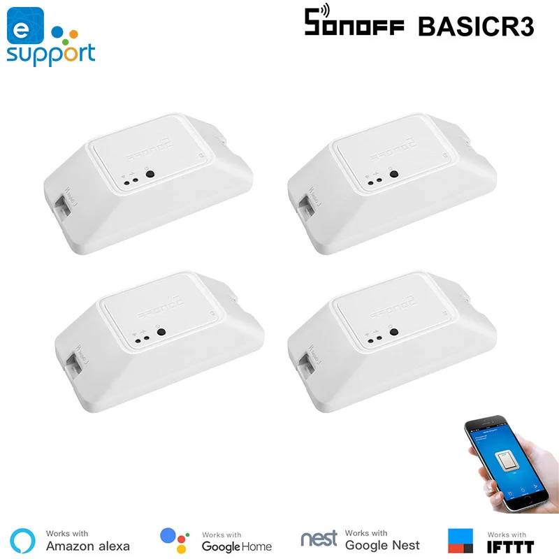 4 шт. EweLink Smart Sonoff BasicR3 WiFi переключатель умный пульт дистанционного управления DIY Переключатель базовый R3 совместим с Alexa Google Home IFTTT