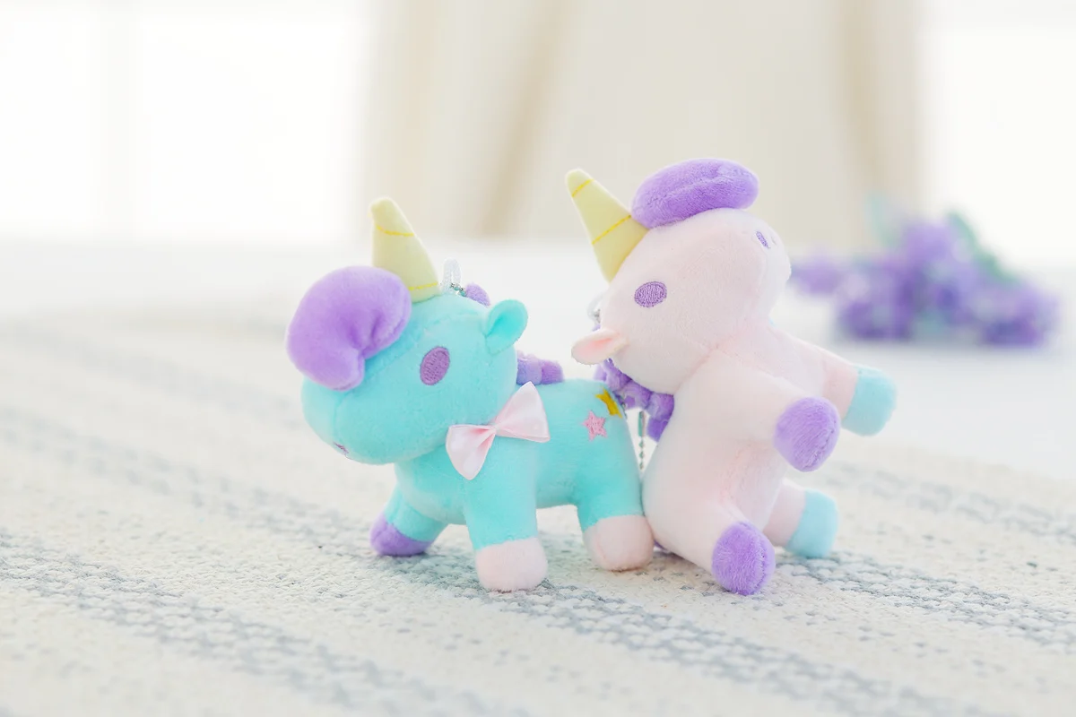 1Pcs Unicorn Plush Toy Keychain Plush with Keychain Cute Stuffed Kawaii Cute Baby Doll Key Chain Cute Pendant Small Baby Kid Toy