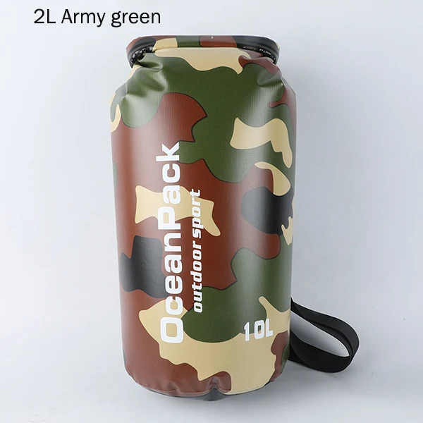 2L army green 2L/5L/10L/15L/20L/30L утолщенная камуфляжная Водонепроницаемая наружная рафтинговая ПВХ сухая сумка на плечо для хранения Океанский рюкзак для плавания - Цвет: 2L army green