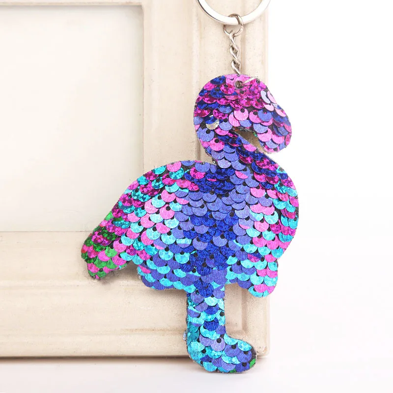 Flamingo Colorful Распродажа, 1 шт., для женщин, девочек, сумка для ключей в машину, аксессуары, изысканная Русалка, кошка, ананас, звезда, уникальный милый брелок с блестками - Цвет: Flamingo Colorful