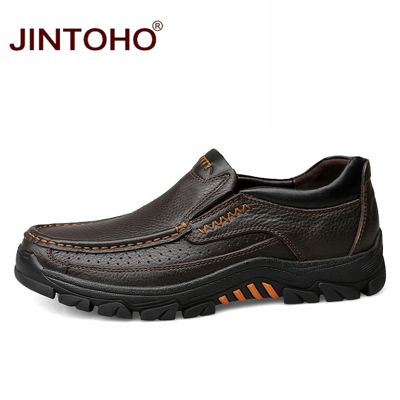 Туфли JINTOHO мужские парадные из натуральной кожи деловые туфли без застежки