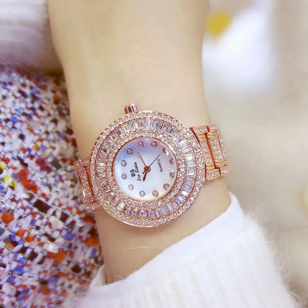 2017 Роскошные брендовые кварцевые часы женские золотые стальные часы-браслет 30 м