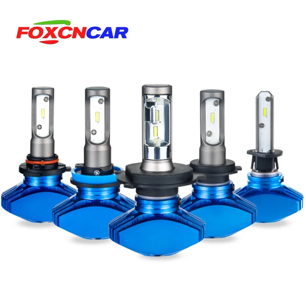 Foxcncar H7 H4 H11 безвентиляторный H1 H3 9005 HB3 9006 HB4 Автомобильный светодиодный фары CSP