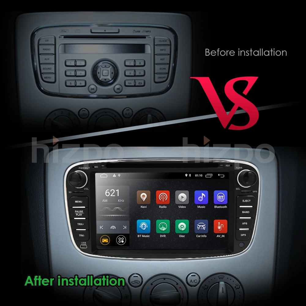 Автомобильный мультимедийный плеер Android 9 0 GPS 2 Din dvd-плеер для FORD/Focus/S-MAX/Mondeo/C-MAX/Galaxy