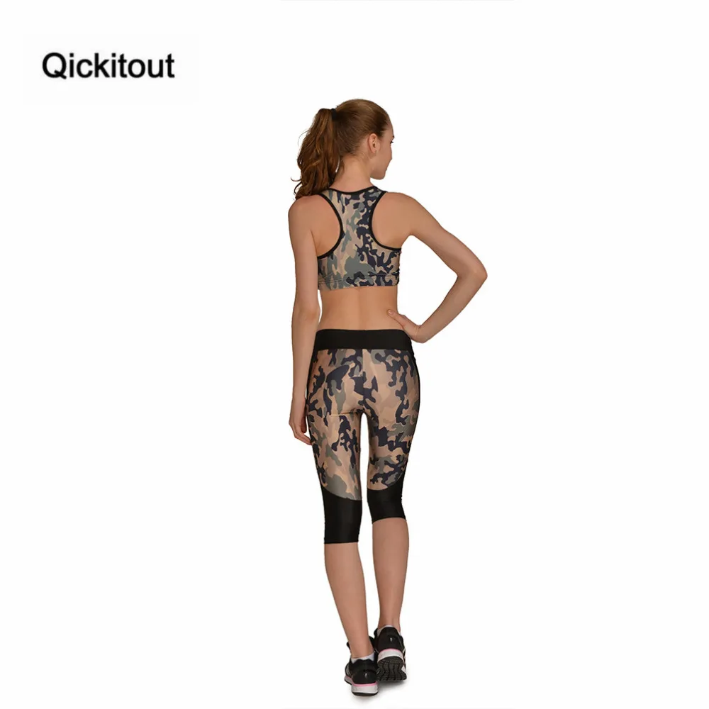 Женский комплект из 2 предметов Qickitout камуфляжный бюстгальтера и штанов капри с