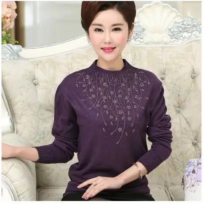 Winter Women Long Sleeve Casual Cashmere Sweaters middle age wool Pullovers Female Solid Pull Femme Knitted wear Sweater WQ931 | Женская