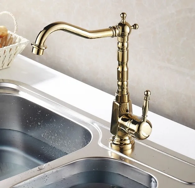 Роскошный латунный кухонный кран золотого цвета смеситель для кухонной раковины