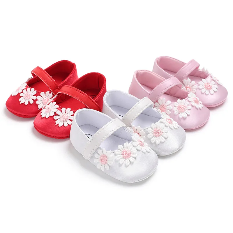 Красивая обувь из искусственной кожи с цветочным рисунком для маленьких девочек