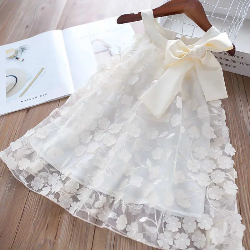 Girl Big Bow Knot Three-dimensional Petals Dress Children's Waistcoat Frocks Wholesale | Детская одежда и обувь