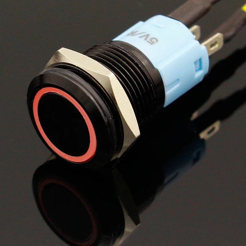 Светодиодный мгновенный 16 мм водонепроницаемый металлический кнопочный