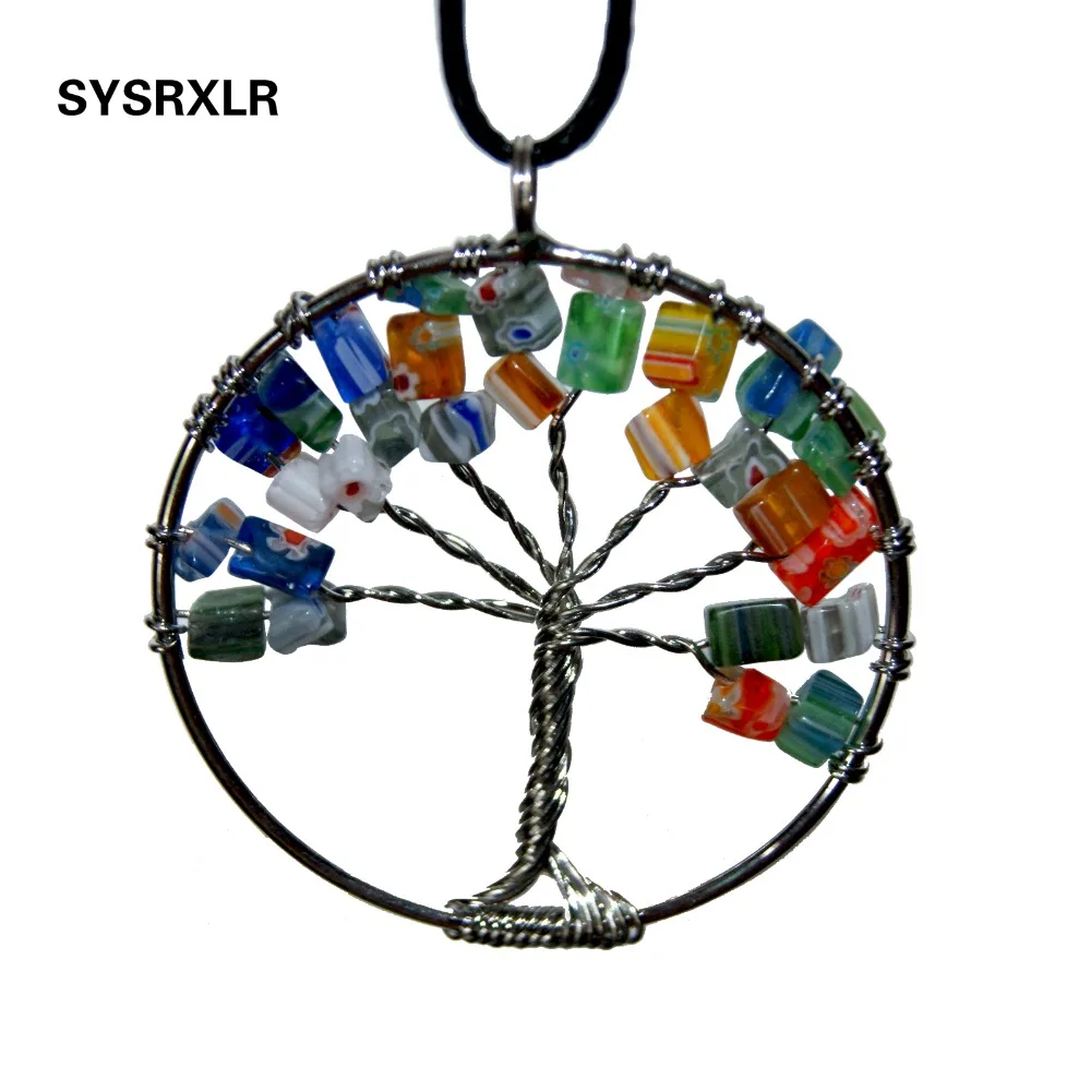 Оптовая продажа модное ожерелье с кулоном в виде кристаллов кварца радуга 7 чакр