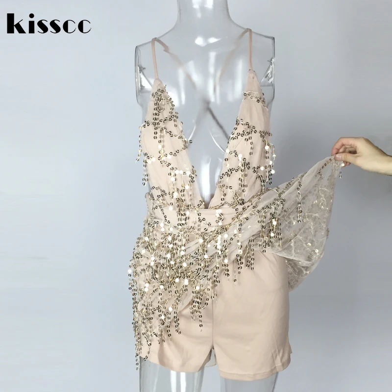 Сексуальное платье с глубоким вырезом блестящее блестками на бретельках