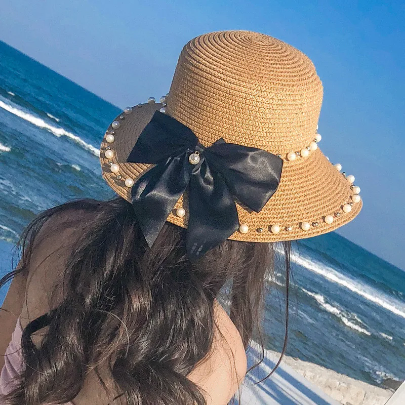 2018 новый летний Шапки для Для женщин органза шляпа от солнца Beach sun hat Складная