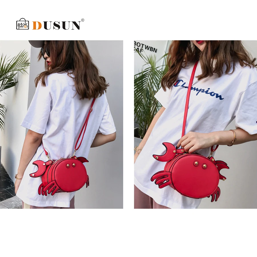 Cartoon Cute Crab Women's Shoulder Crossbody Bag Creative 3D Bags Women Handbags High Quality PU Leather Female Shopping | Багаж и