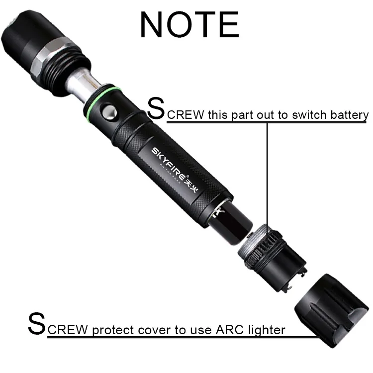 Светодиодный фонарик Arc Lighter с самозащитой Head Head и Zoomable Beam Included Аккумуляторная батарея 18650 и крепление фонарь самооборона фонари фонарики телескопическая дубинка 18650 аккумуляторная батарея