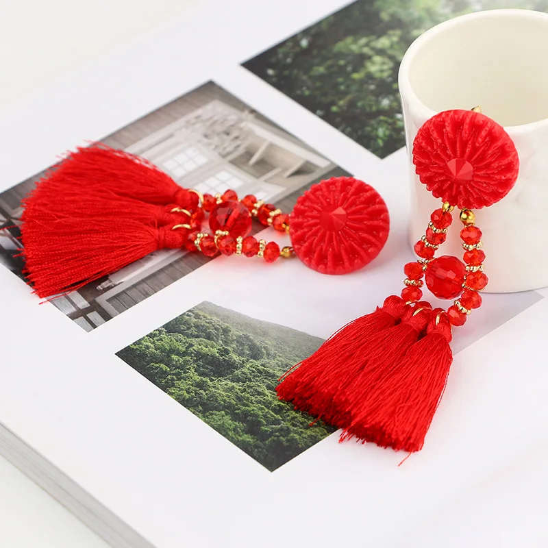 2018 новые серьги поступления Ретро этно стиль с бахромой Бусины летние женские