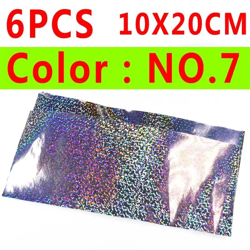 6pcs color 7 Bimoo 4/6 шт набор наклейка для приманки 10*10/20 см Голографическая клейкая пленка флэш-лента для Fly приманка делая голографическая пленка клейкая лента - Цвет: 6pcs color 7