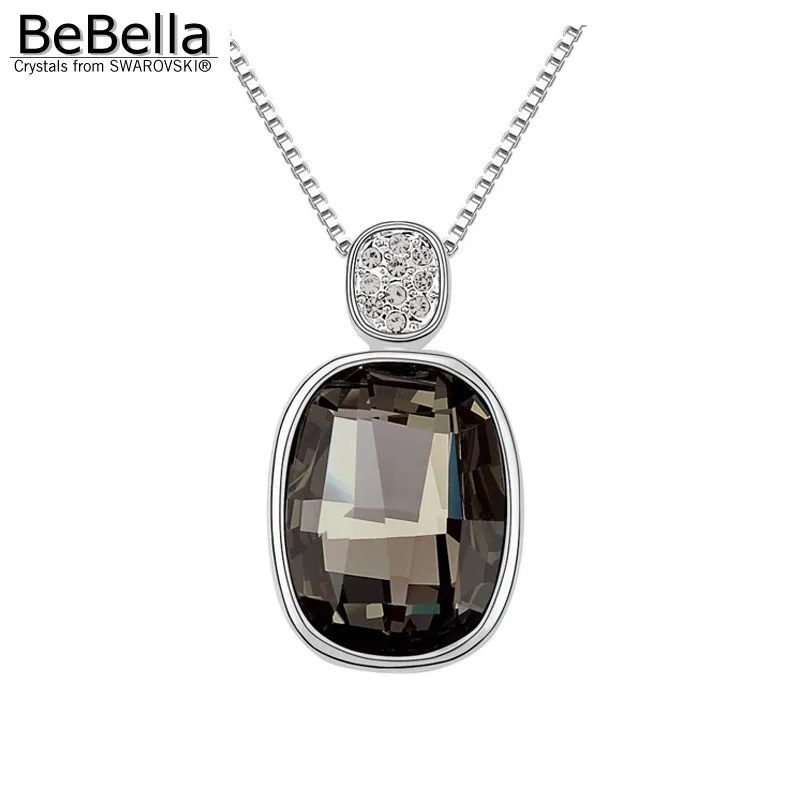 BeBella Черный Кристалл драгоценный камень кулон ожерелье с кристаллами от Swarovski