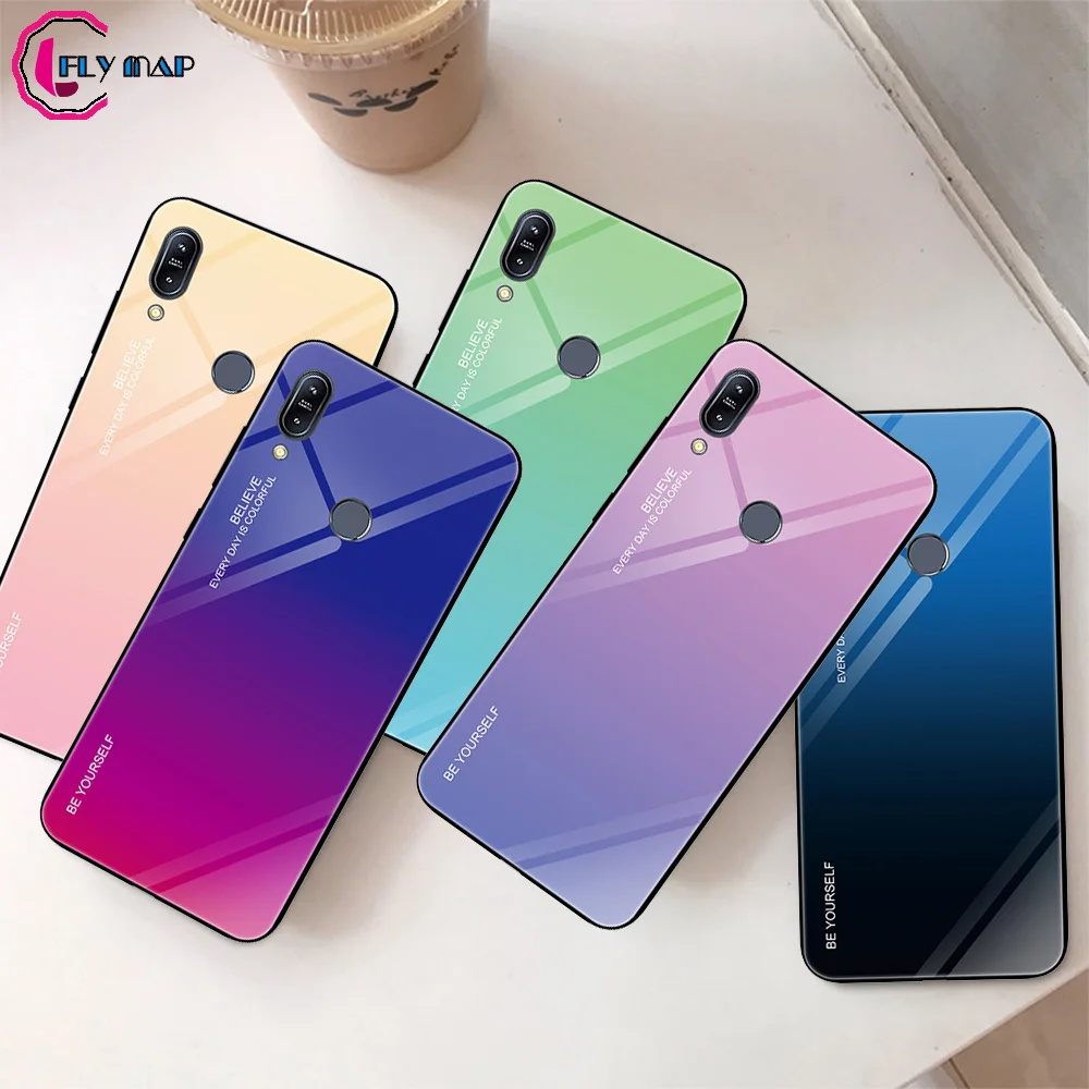 Gradient Aurora Case for ASUS ZenFone Max Pro (M1) ZB601KL ZB602KL Tempered Glass Back X00TD Colorful Cover Shell |