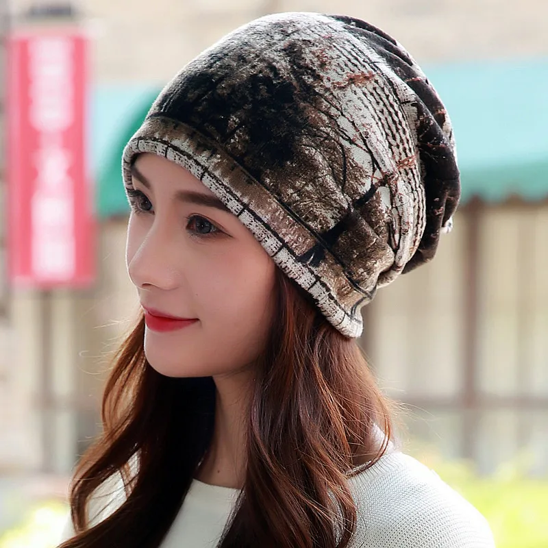 

Long Keeper Autumn Winter Muffler For Women Hats Scarf Beanies Fashion Tree Pattern Hats Hip-hot Skullies Cotton Warm Gorros