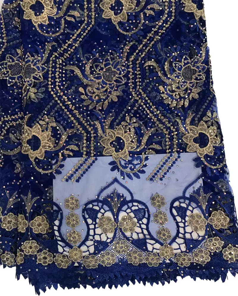 

Newest lace fabric with rhinestone beautiful flower pattern nigerian lace material wedding embroidery lace fabric FRW-22