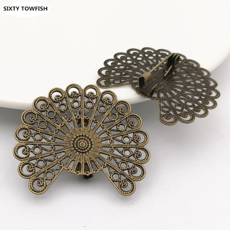 Бронзовая брошь в форме цветка под старину размер 38x33 мм|jewelry accessories|brooch basebrass flower |
