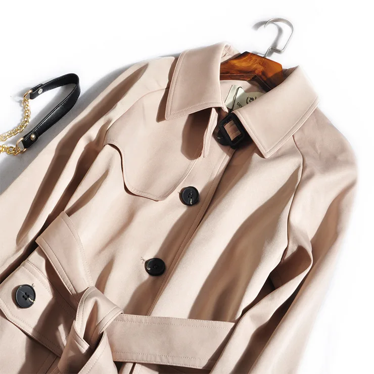 Autumn And Winter Streetwear Broadcloth Full Sleeve Long Turn-down Collar Single Breasted Slim Solid Women Trench | Женская одежда