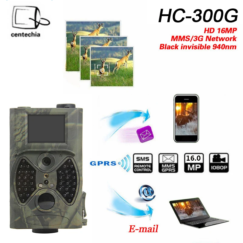 

Камера ночного видения CENTECHIA HC300, HC-300M нм, 12 Мп, 1080P, MMS, GPRS, инфракрасная