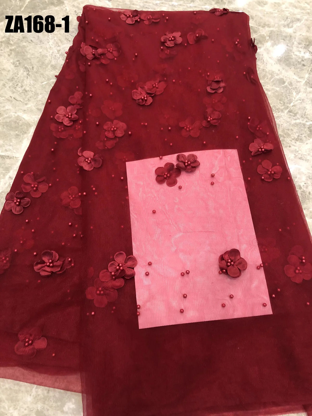 

1 Yard African Beaded 3D Tulle Lace Fabric 2019 African French Lace Fabric High Quality Nigerian Embroidery Tulle French Lace