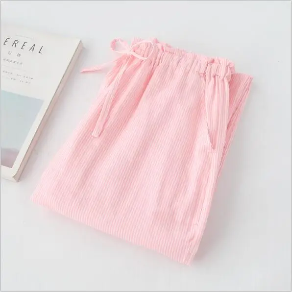pink striped Fdfklak весна-лето, пижамные брюки, пижамные штаны, хлопковые Пижамные штаны с завязками, женские пижамы для сна, одежда для сна Q935 - Цвет: pink striped