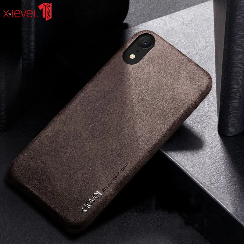 Чехол для iPhone XS Max XR X-Level винтажный Ретро из искусственной кожи телефона X