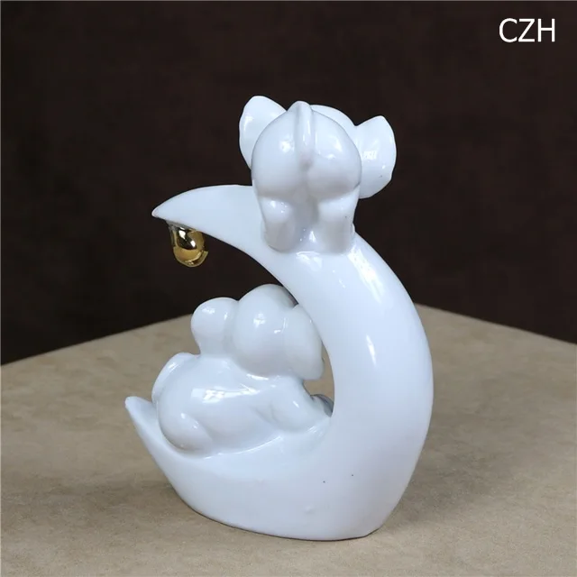 Фарфоровая пара Полумесяца скульптура слона Декоративная скатерть керамика слон влюбленные статуя лунный свет орнамент подарок ремесло