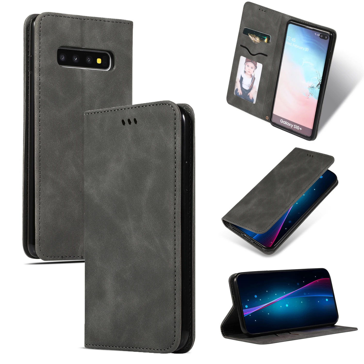 Роскошный защитный чехол-книжка из искусственной кожи чехол для samsung S10 S9 S8 Plus Note 10 9 8 S10e M10 A10 A20 A30 A40 A50 A70 A7 A8 A9 J4 J6 плюс крышка