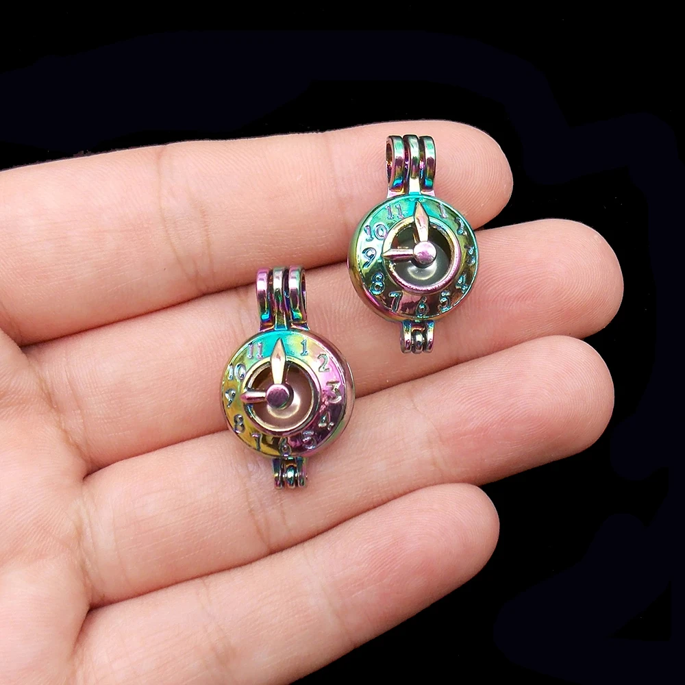 5 шт./лот новые открытые часы радужного цвета в виде устричной жемчужной клетки