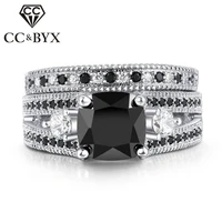 cc jewelry fashion vintage jewelry rings for women double design square stone white gold color ring accessories bijoux cc1200
