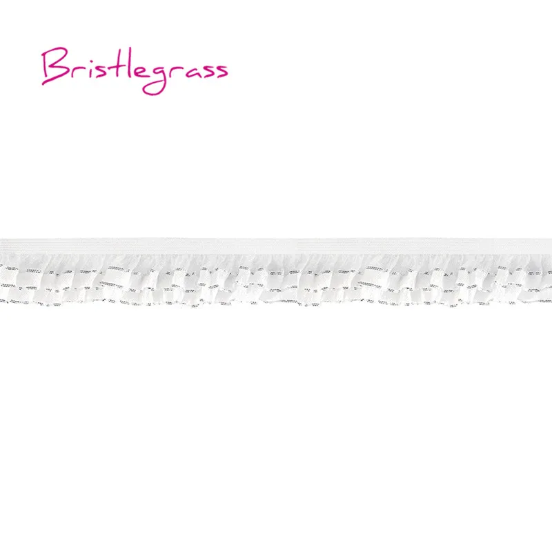 BRISTLEGRASS 5 ярдов 1 "Серебряный Блестящий оборки Лоскутная кружевная отделка