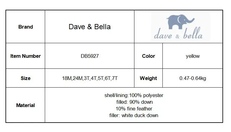 DB5927 dave bella/зимняя куртка-пуховик для маленьких мальчиков детское белое пуховое Стеганое пальто Детская верхняя одежда с капюшоном