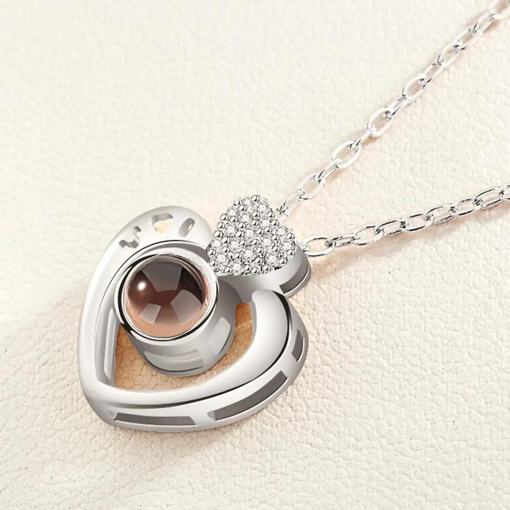 TWN05 Silver Beiver розовое золото и серебро 100 языков я ЛЮБЛЮ ТЕБЯ ожерелье воспоминания о романтической любви свадебное ожерелье женские свадебные украшения - Окраска металла: TWN05 Silver