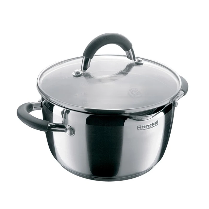 Кастрюля с крышкой Rondell Flamme 20 см (3 2 л) RDS-024 (Диаметр объем 3.2 л нержавеющая сталь