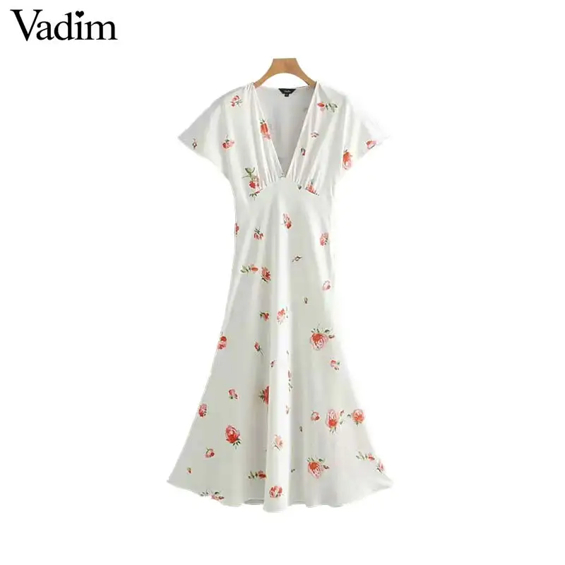 Вадим Красивые Женские V шеи цветочный принт плиссированные длинное платье
