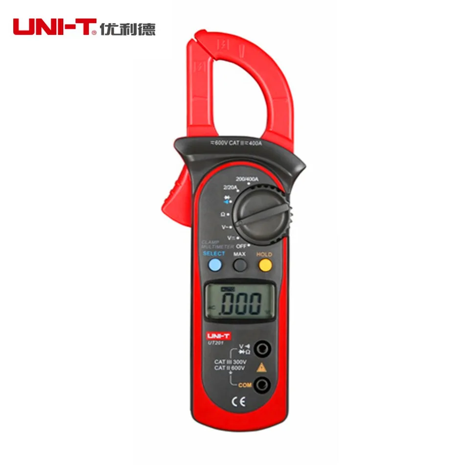 UNI T UT201 AC 2A ~ 400A Цифровой мультиметр зажим AC/DC детектор напряжения переменного тока
