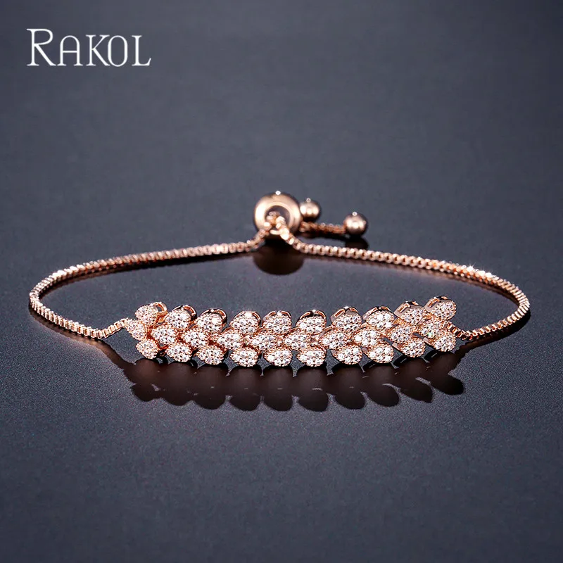 RAKOL Fshion регулируемые браслеты для женщин Pulseras Mujer Хрустальный Браслет