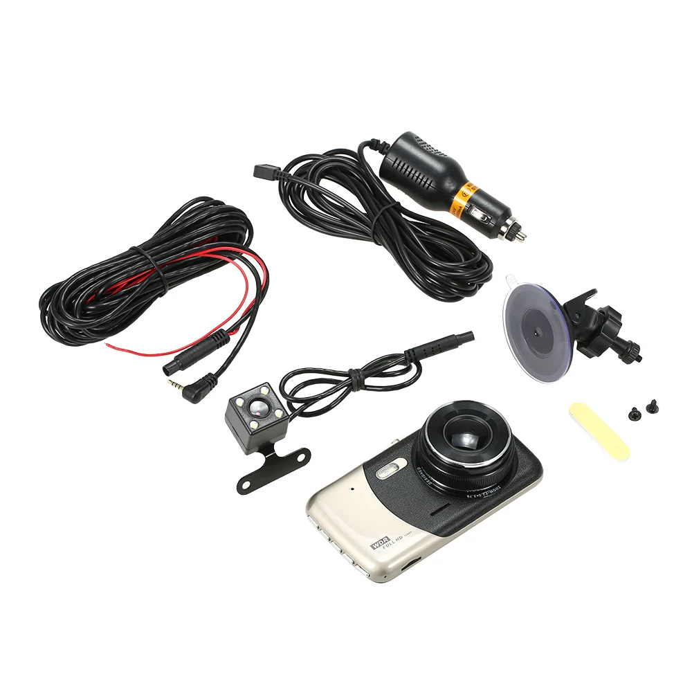 4 &quotДвойной объектив Видеорегистраторы для автомобилей Камера Dash Cam видеокамера