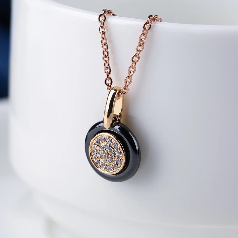 Новое поступление 2018 черное керамическое круглое ожерелье с кристаллами