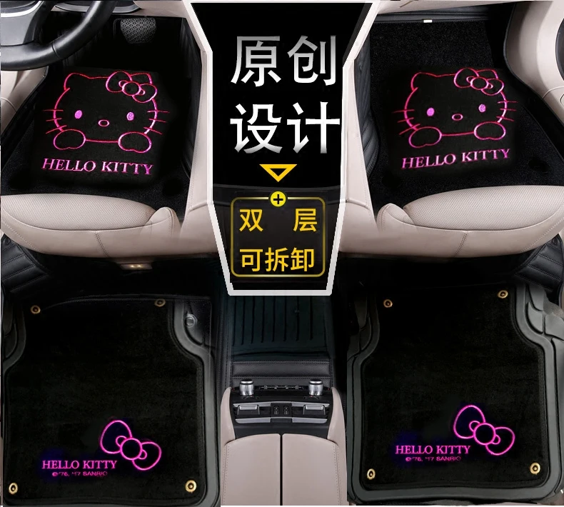 Женские милые двухслойные Автомобильные ковры с рисунком Hello Kitty для Cruze Buick Hideo