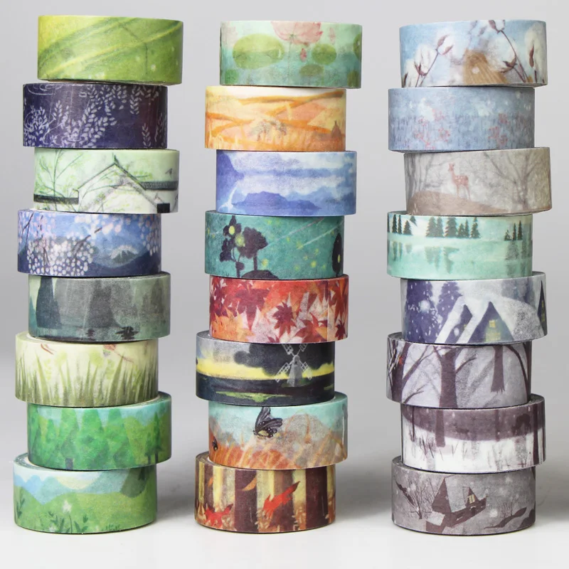 

24 Rolls Washi Tape Set - Spring Summer Autumn Winter Theme Masking Sticker Tape Adhesive for DIY Decoration Scrapbooking Craft