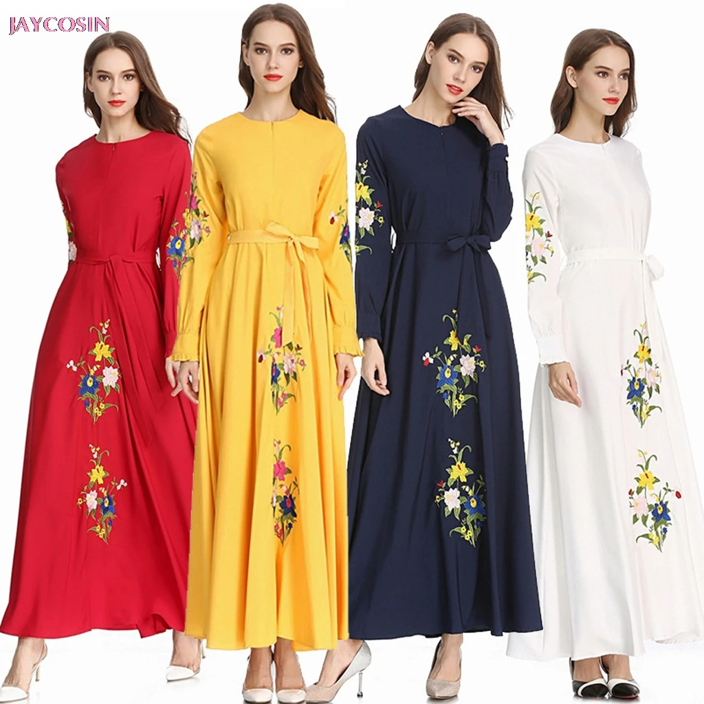 Женская мусульманская одежда M XXL мусульманское платье с длинными рукавами и