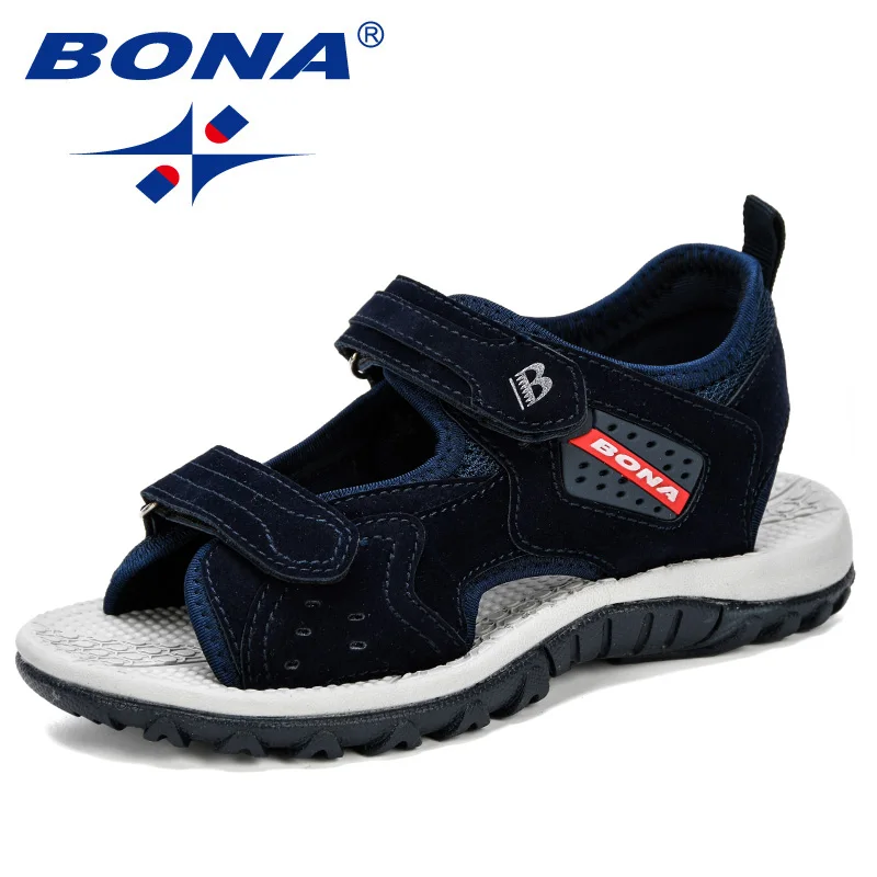Deep blue BONA Summer Kids Shoes Brand Open Toe Boys Sport Beach Sandals Orthopedic Arch Support Children Boys Sandals Shoes Comfy - Цвет: Deep blue